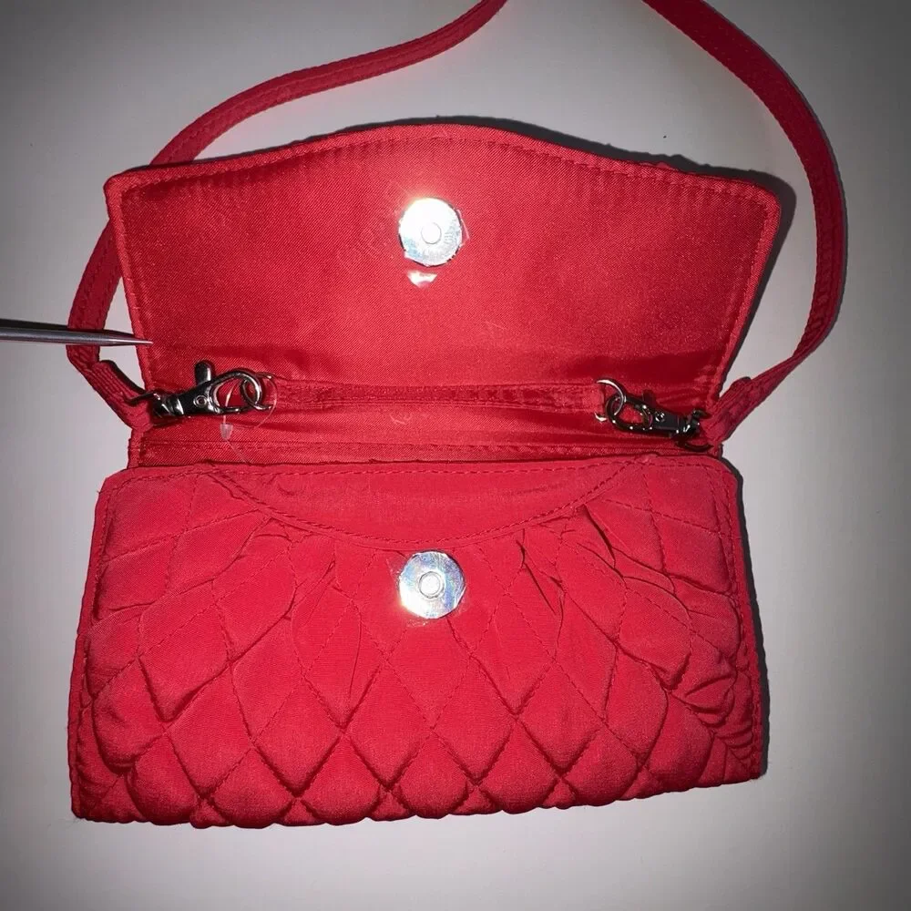 Vera Bradley Red Quilted ALL-IN-ONE Crossbody Wallet Small Purse